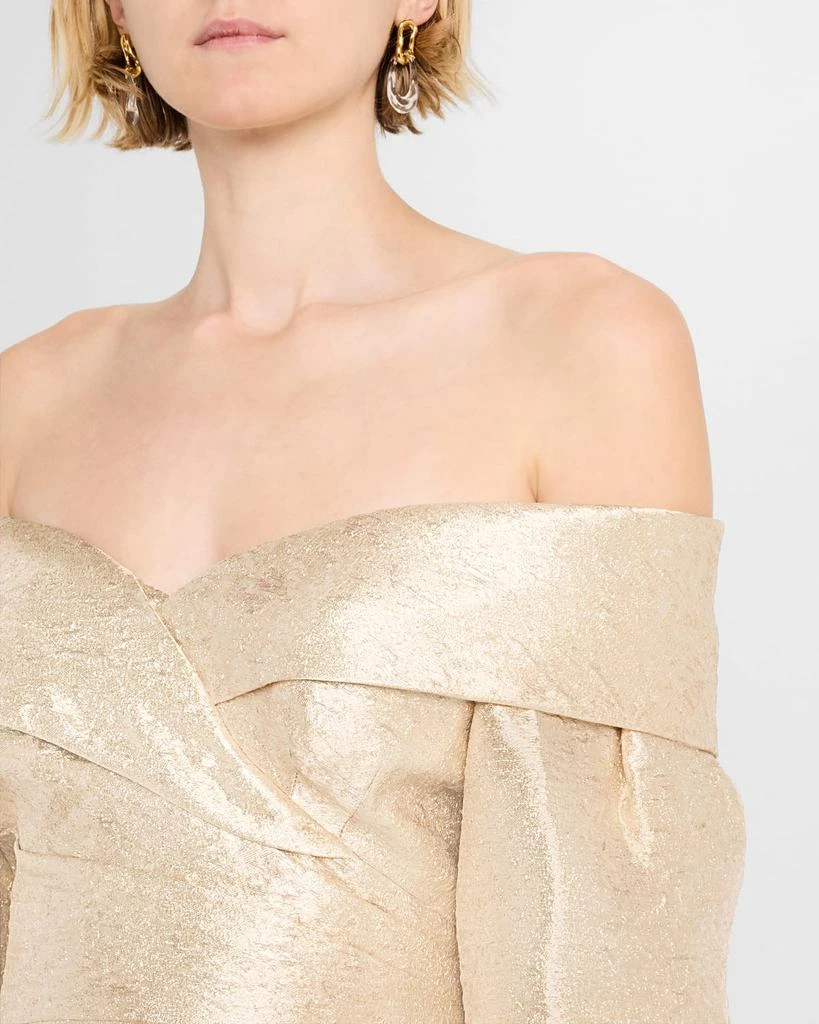 Teri Jon Off-Shoulder Metallic Jacquard Column Gown 5