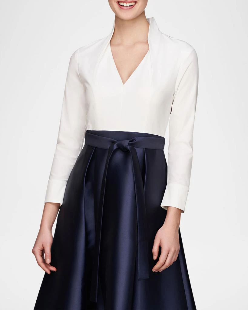 Kay Unger Phoebe 3/4-Sleeve Collared Poplin A-Line Gown - Dresses & Skirts  - Free Shipping - BeyondStyle