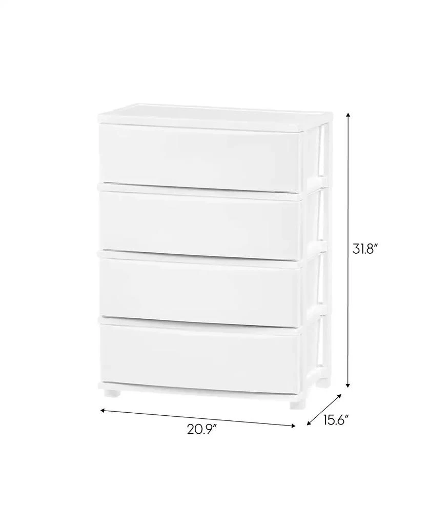 IRIS USA 4 Wide Drawer Storage, Organizer Unit for Bedroom, Closet, Living Room, Nursery, Dorm, White Frame with Matte White Front Panels, Set of 1 7
