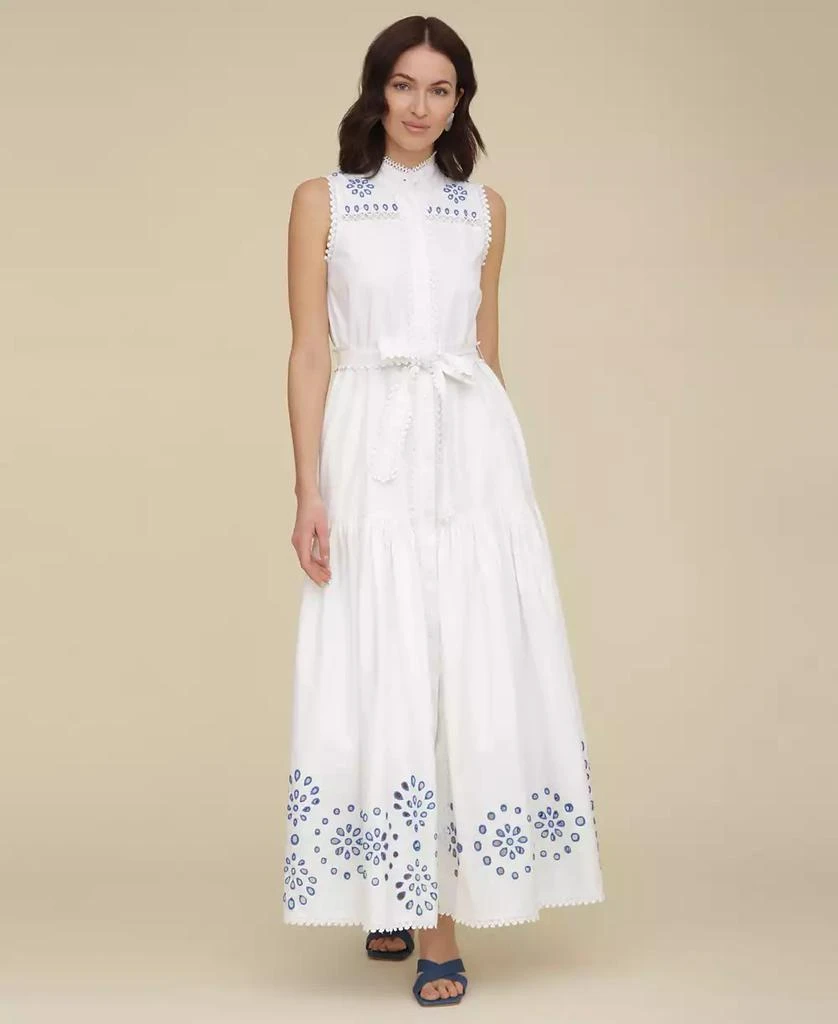 Avec Les Filles Women's Cotton Sleeveless Eyelet Maxi Dress 2