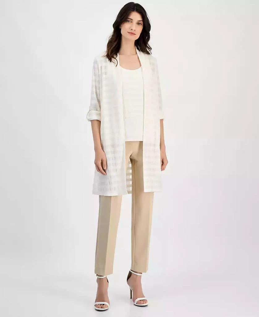 Anne Klein Women's Textured-Knit Open-Knit Roll-Tab-Sleeve Cardigan 2