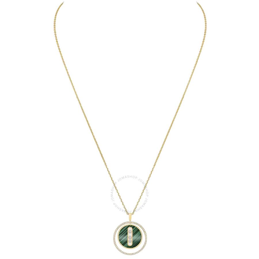 Messika 18k Yellow Gold Malachite Lucky Move Diamond Necklace