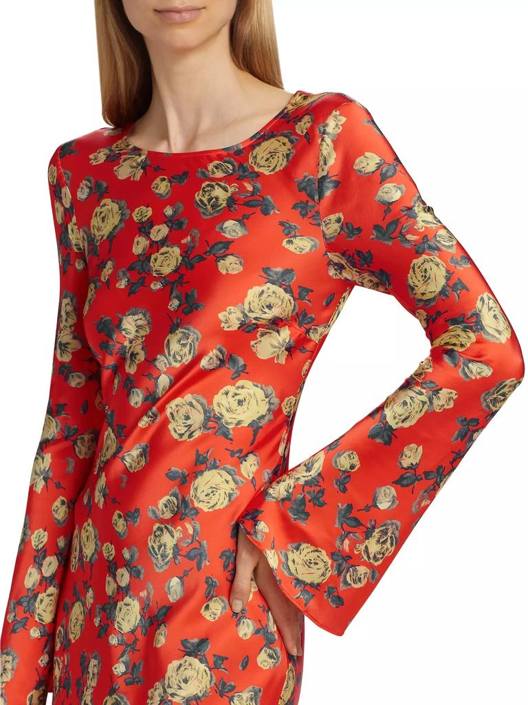 Ganni Floral Satin Long Sleeve Maxi Dress 6