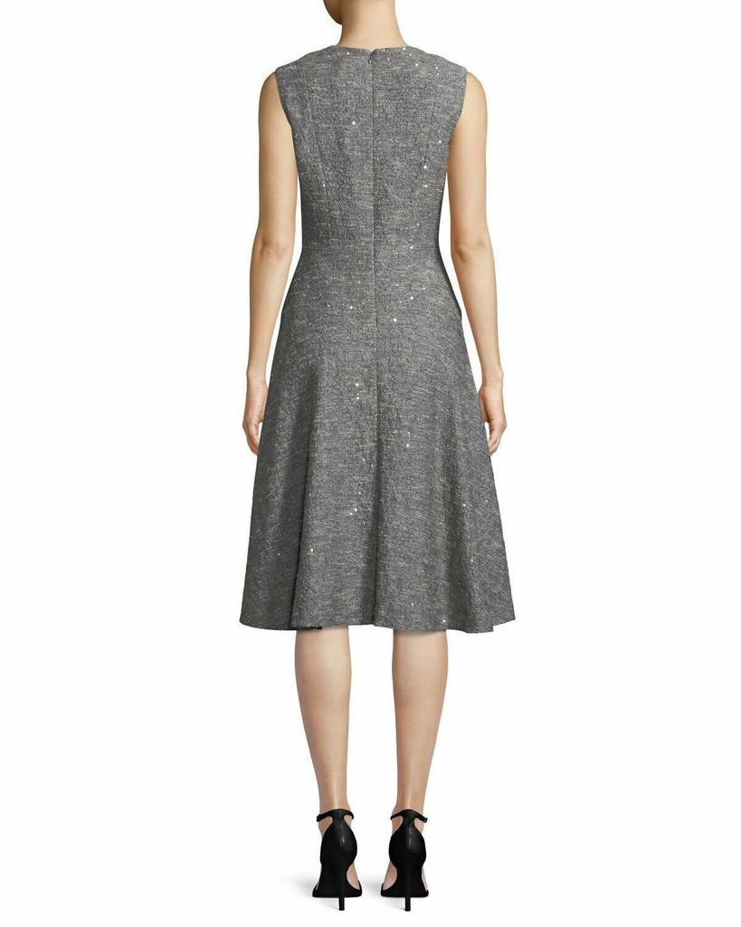 LELA ROSE Lela Rose - Sequin Sleeveless Seamed Fit & Flare Twill Midi Dress