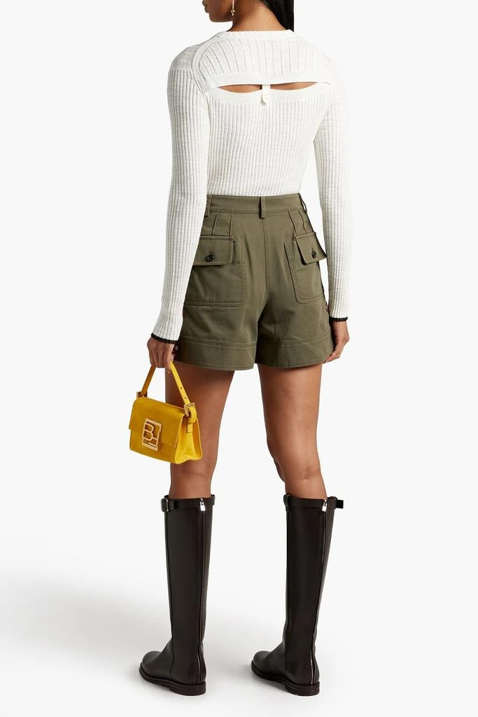 Valentino Bead-embellished cotton-twill shorts 3