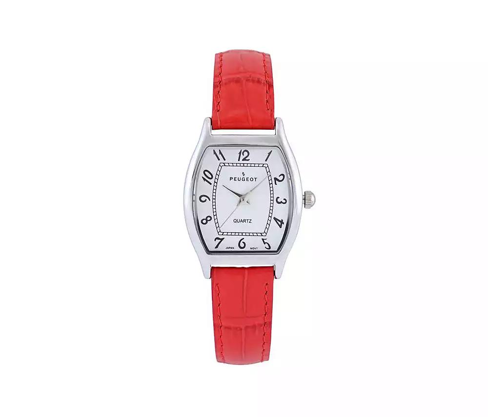 Peugeot Women's 26 x 32mm Cushion Shape Watch with Red Leather Band