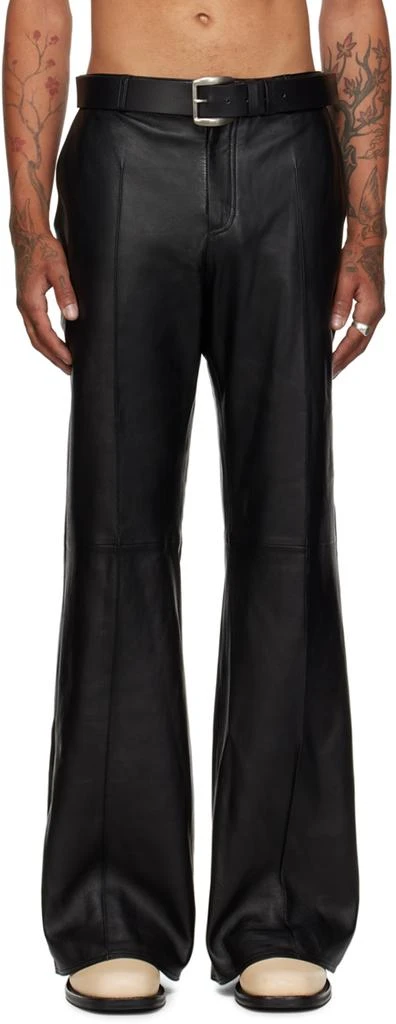 LU'U DAN Black Bells Bell Bottom Leather Pants 1