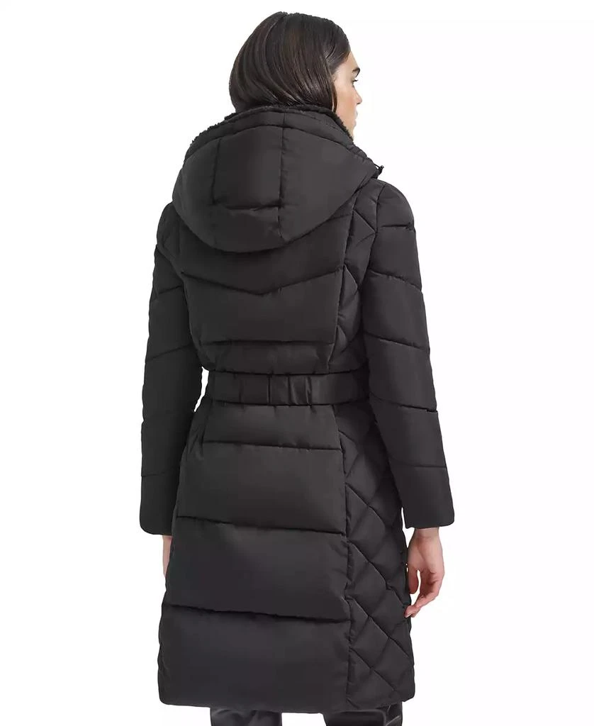 Calvin Klein Women's Diamond Quilted Side Belted Hooded Puffer Coat 2