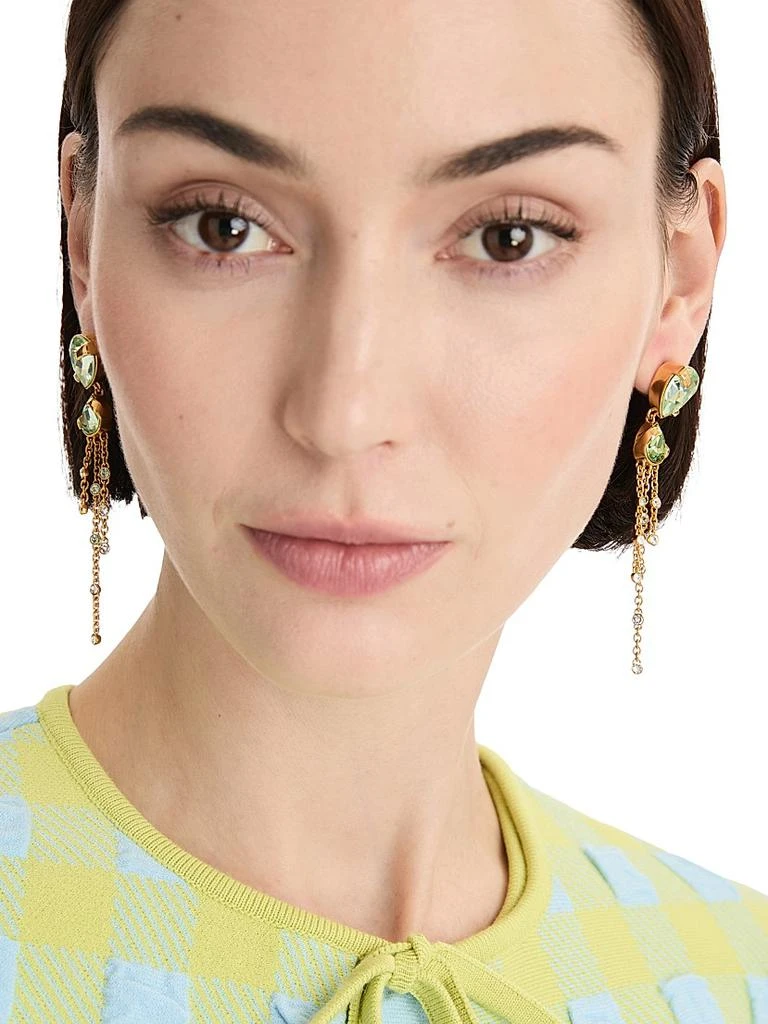 Oscar de la Renta Pear Rhinestone 24K-Gold-Plated Chandelier Earrings 2
