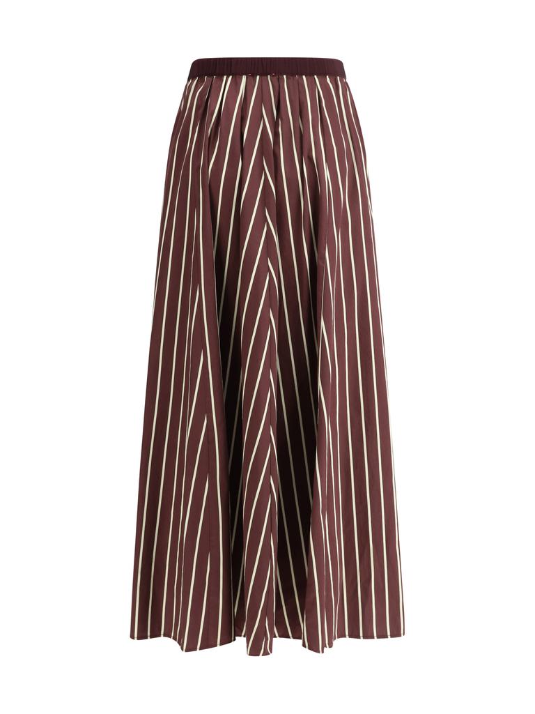 FORTE_FORTE Striped satin Long Skirt