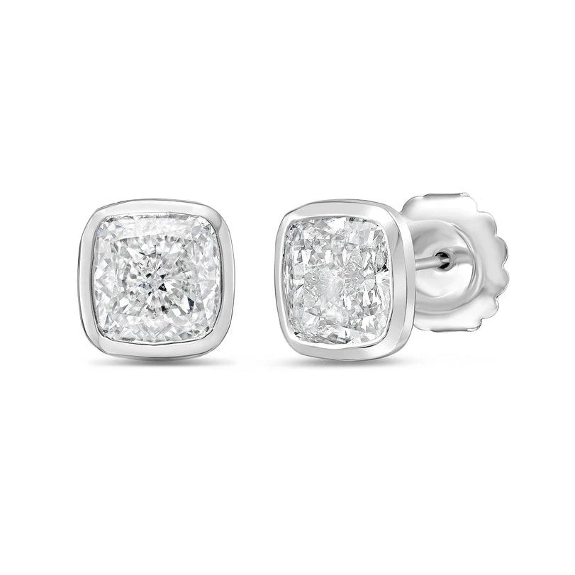 Diana M Jewels 14KT WHITE GOLD LAB GROWN CUSHION CUT STUDS IN A BEZEL SETTING WEIGHING 10.00 CTS TW 2