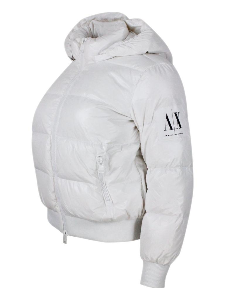 Shop Armani Exchange Hooded Zipped Puffer Jacket on Sale at