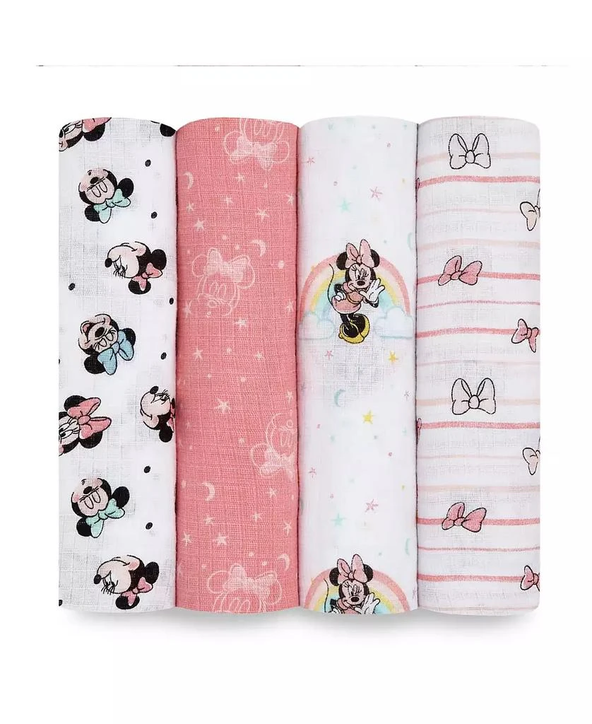 aden + anais Baby Girls Minnie Swaddle Blankets, Pack of 4 1