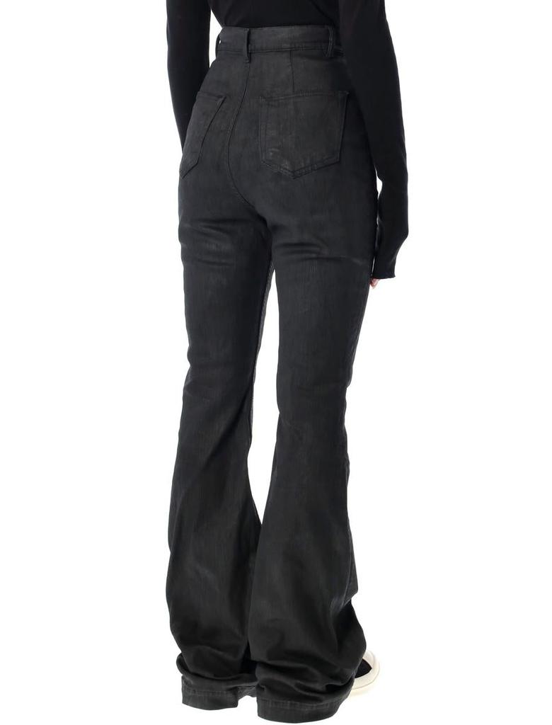 Shop Rick Owens Drkshdw Bolan Bootcut Black Waxed Jeans on Sale at