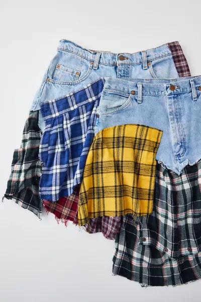 Urban Renewal ReMADE By UO Spliced Flannel Denim Mini Skirt