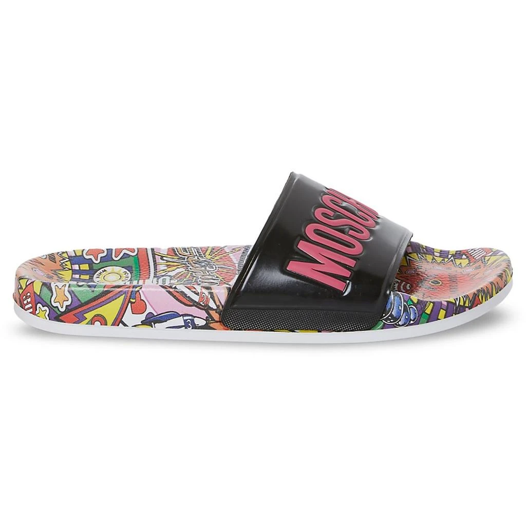 Moschino Womens Printed Flat Slide Sandals 3