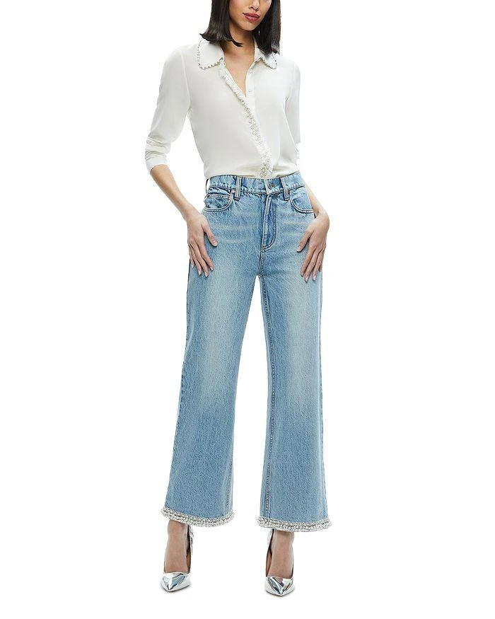 Alice + Olivia Ora High Rise Embellished Jeans in Rockstblue 4