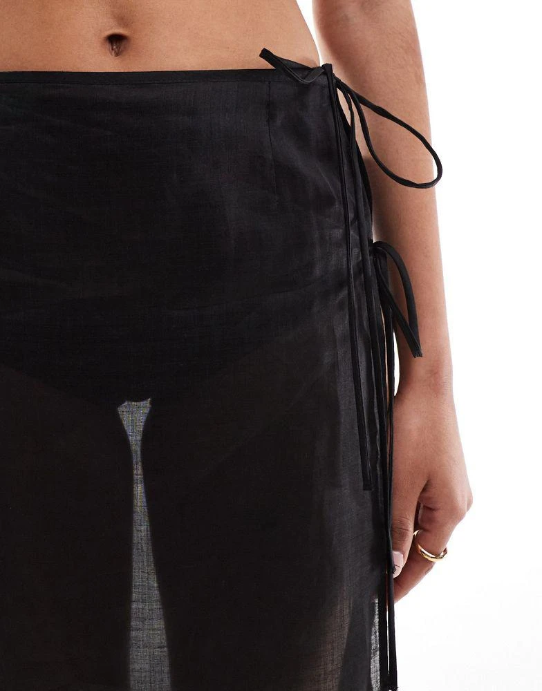 Mango Mango Selection sheer lightweight tie side co-ord skirt in black 5