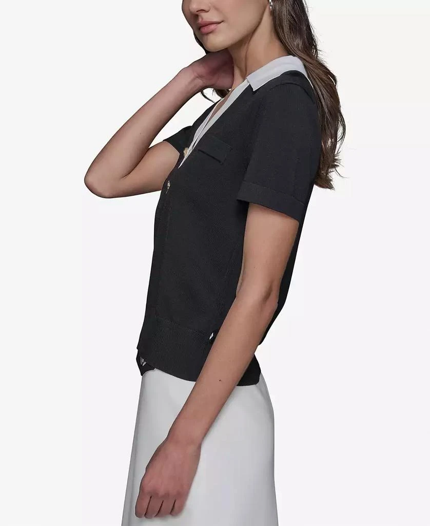 Karl Lagerfeld Paris Women's Colorblocked Knit Polo 4