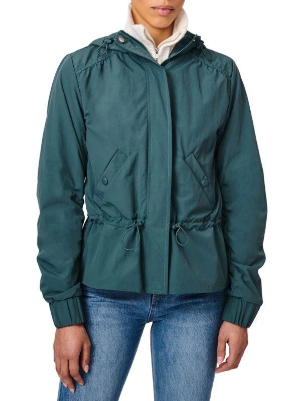 Bernardo Solid Peplum Hooded Rain Jacket 1