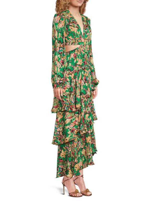 A.L.C. Bell Print Layered Cutout Maxi Dress 3