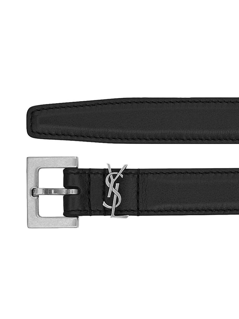 Yves Saint Laurent Cassandre Thin Belt with Square Buckle in Smooth Leather 5