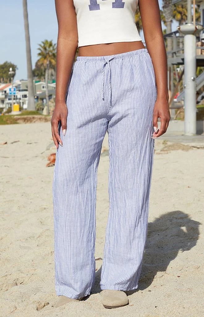 John Galt Navy & White Striped Anastasia Linen Pants 1