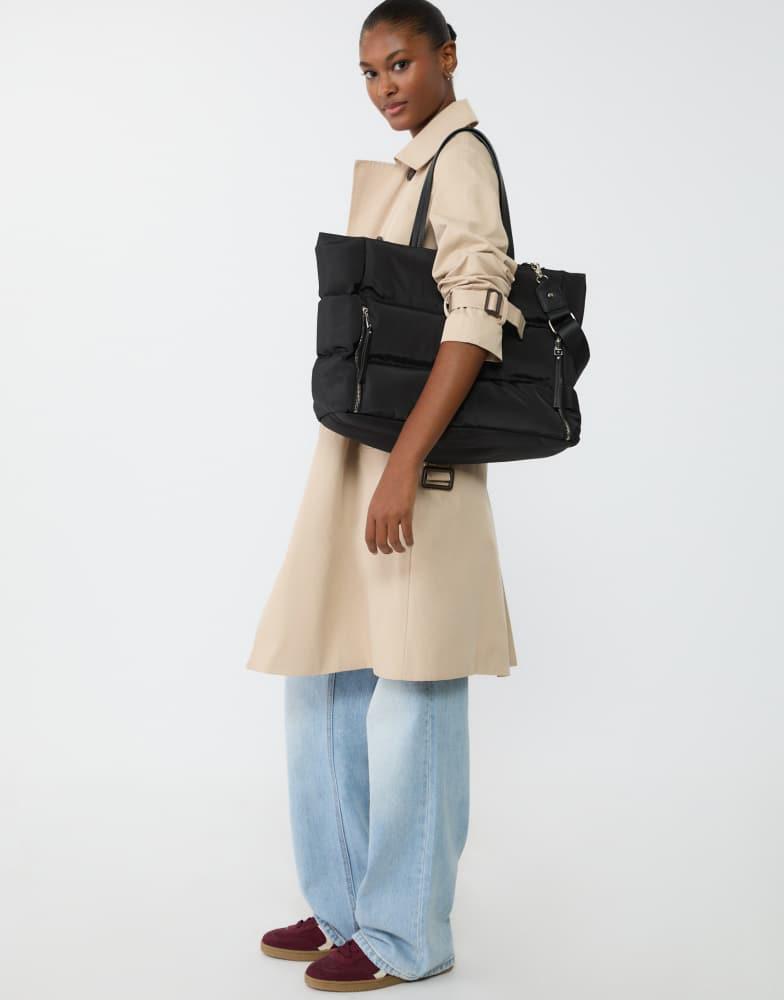 Stradivarius Stradivarius tote bag with zips in black