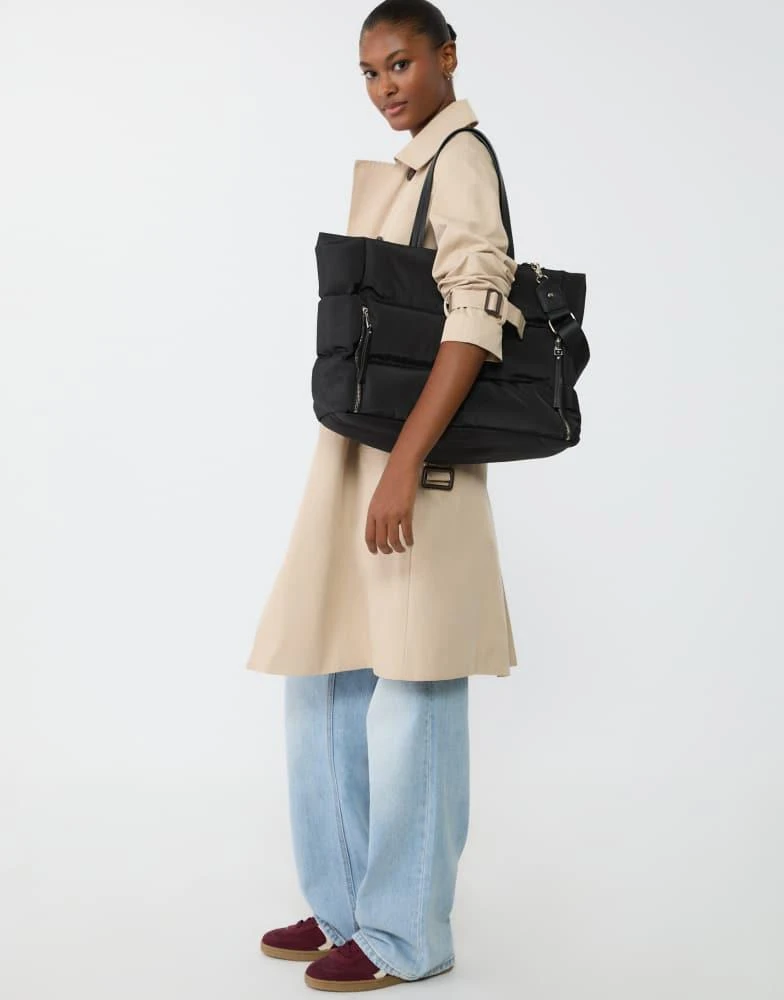 Stradivarius Stradivarius tote bag with zips in black 1