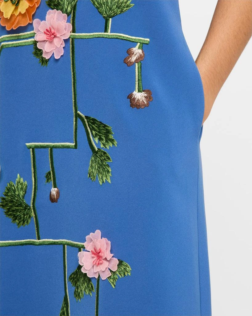 LELA ROSE Augusta Floral Embroidered Cap-Sleeve Gown 5