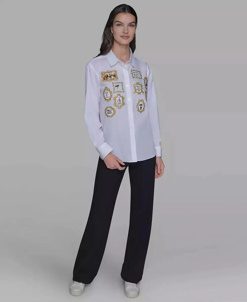Karl Lagerfeld Paris Women
s Portrait Button Down Top 2