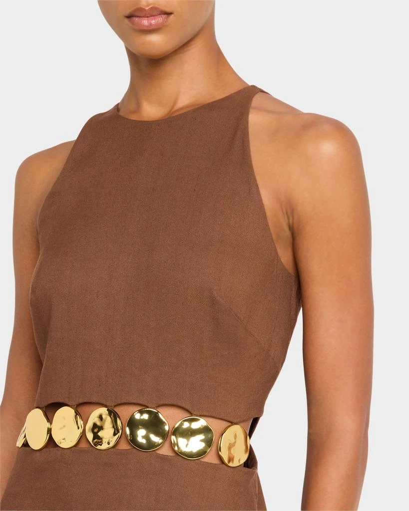 VERONICA BEARD Isla Gold-Disc Linen Midi Dress 5