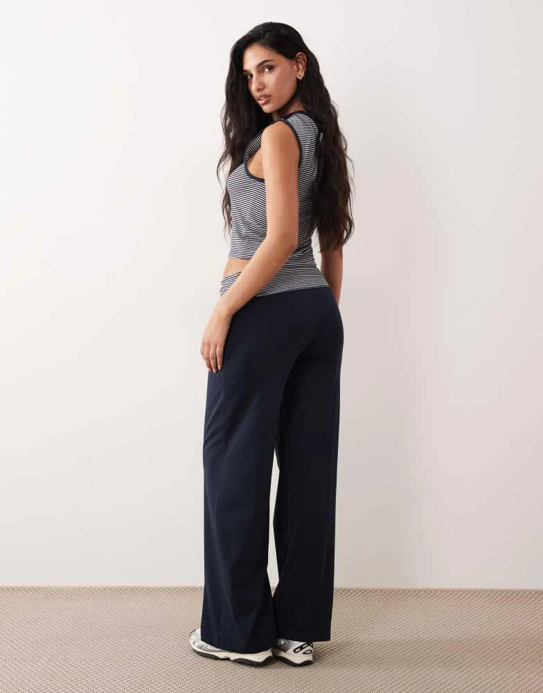 ASOS ASOS DESIGN co-ord turn back stripe waistband trouser in navy 5