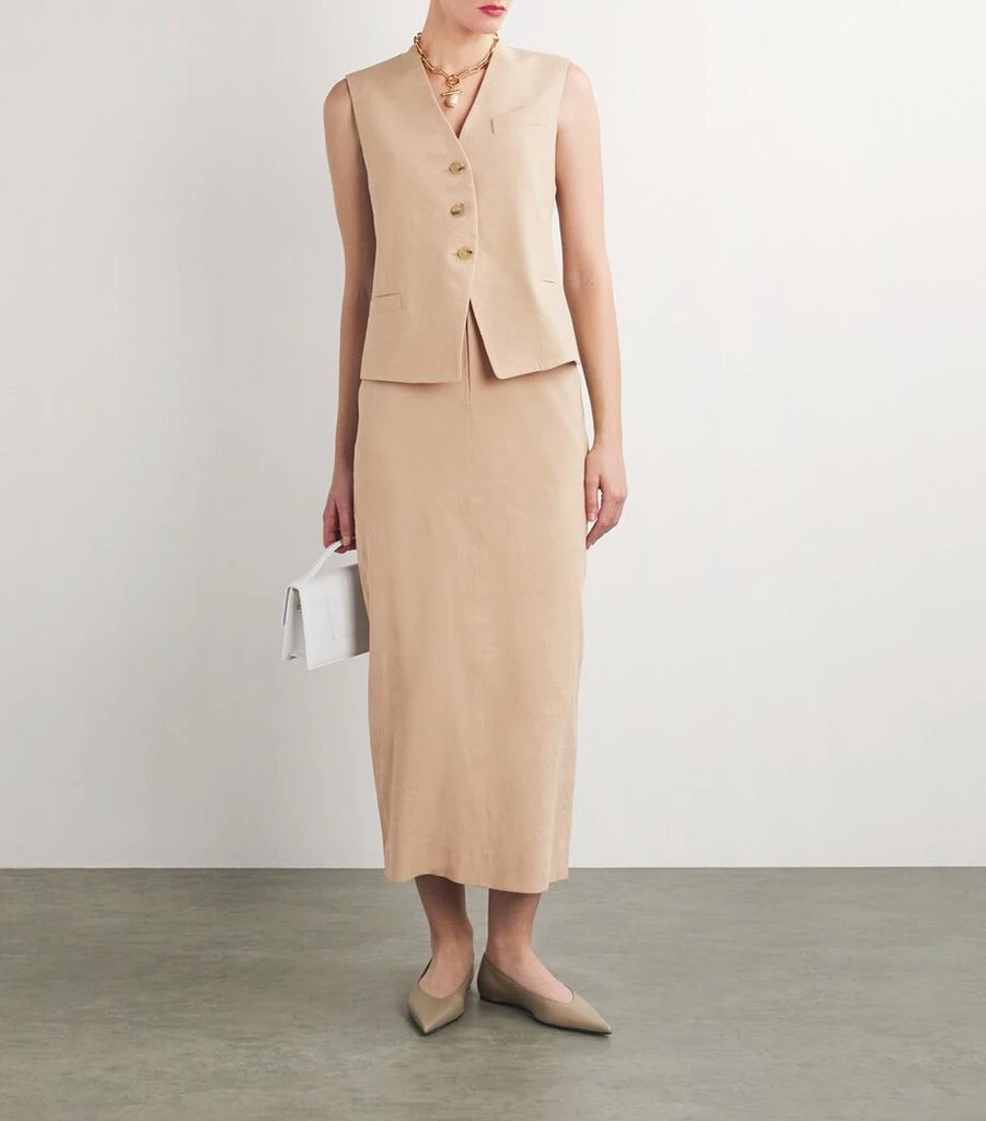 Vince Linen-Blend Midi Skirt 2