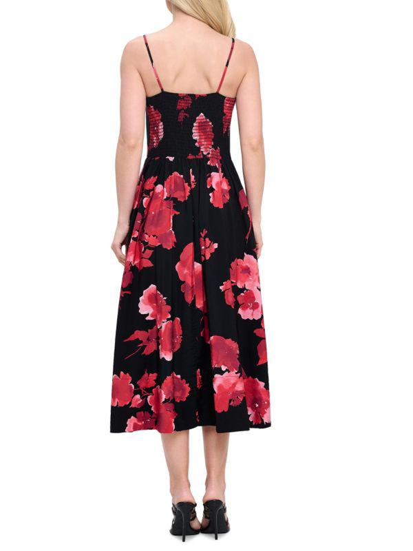Renee C. Floral-Print Spaghetti Strap Midi-Dress