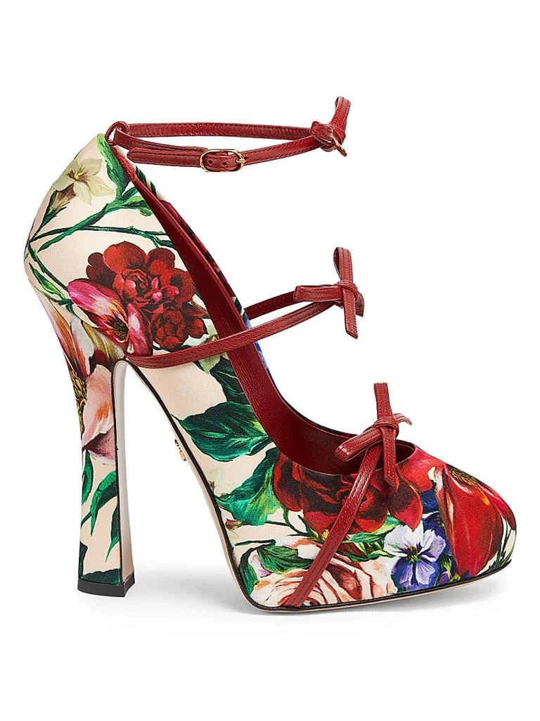 Dolce 
Gabbana 125MM Floral Bow Satin Platform Pumps 1
