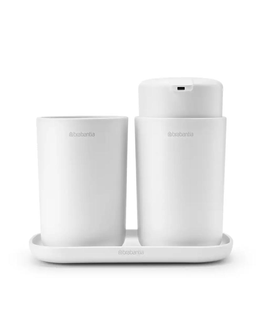 Brabantia Renew Bathroom Accessory Set of 3 - Soap Dispenser, Toothbrush Holder and Tray
