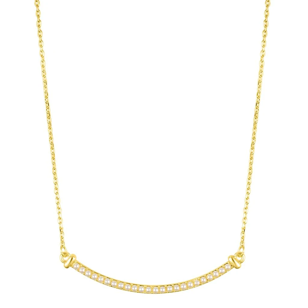 Adornia 14k Gold Plated Pearl Curved Bar Necklace 1