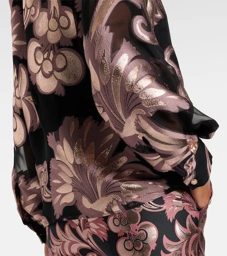 ETRO Semi-sheer tie-neck lamé blouse 5