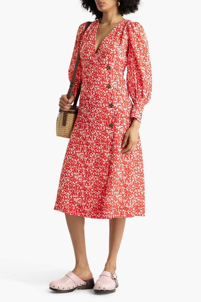 Ganni Printed crepe midi dress 2