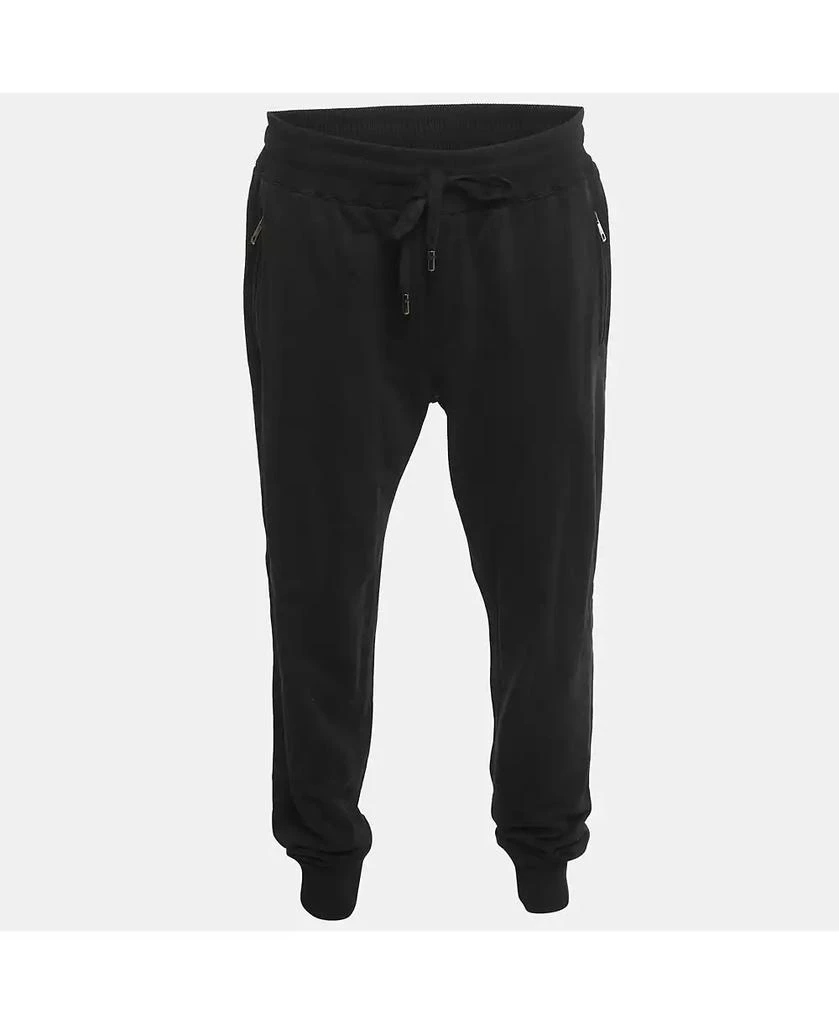 Pre-Owned Dolce & Gabbana Men's Black Logo Plaque Cotton Sweatpants 1