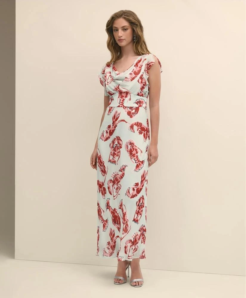 Brooks Brothers Chiffon Lobster Maxi Dress 3