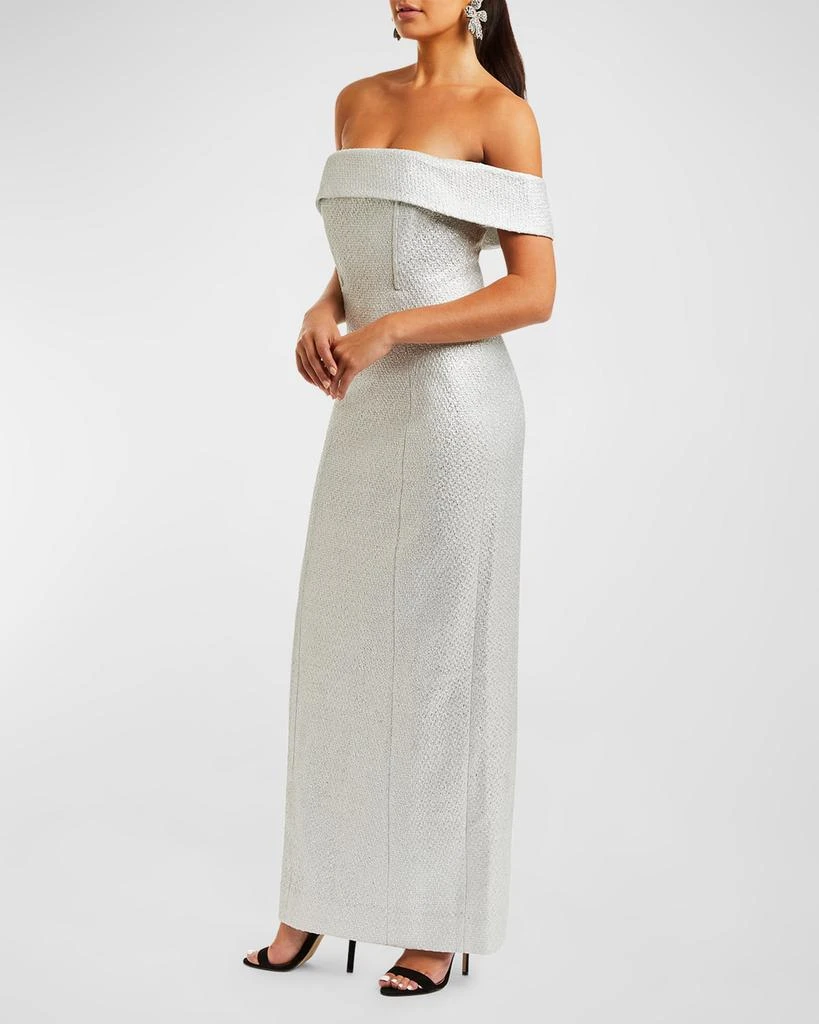 Mestiza New York Mona Off-Shoulder Metallic Column Gown 3