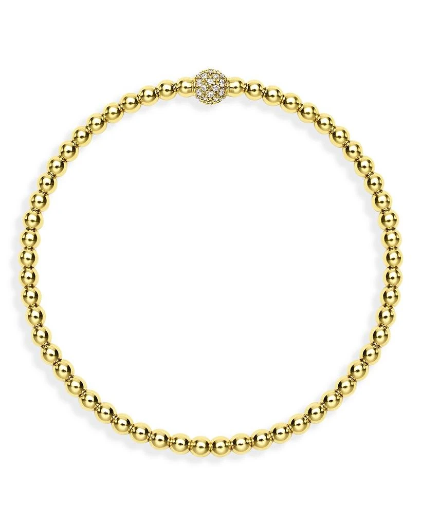 LAGOS 18K Yellow Gold Caviar Diamond Pavé Ball Stretch Bracelet 3
