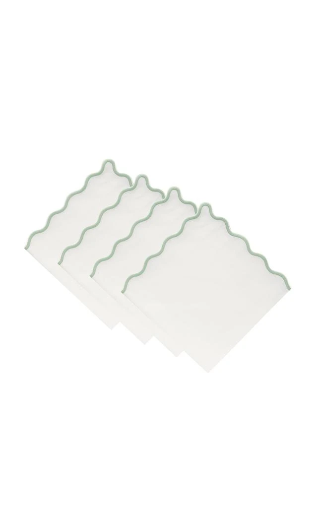 MoDA Moda Domus - Set-of-Four Handcrafted Linen Napkins - Green - Moda Operandi 1