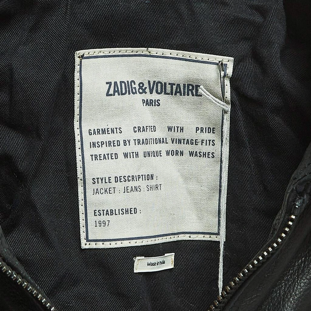 ZADIG & VOLTAIRE Zadig & Voltaire Black Leather Zip Front Jacket XS 4