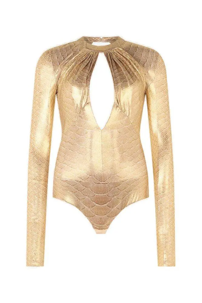 Roberto Cavalli Roberto Cavalli Long-Sleeved Deep V-Neck Bodysuit