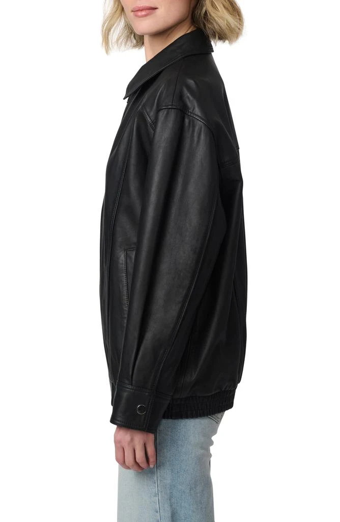 Bernardo Lambskin Leather Longline Bomber Jacket 3