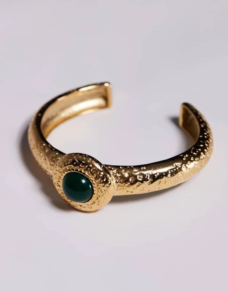 8 Other Reasons 8 Other Reasons cuff bracelet with green stone in 18k gold plated 3