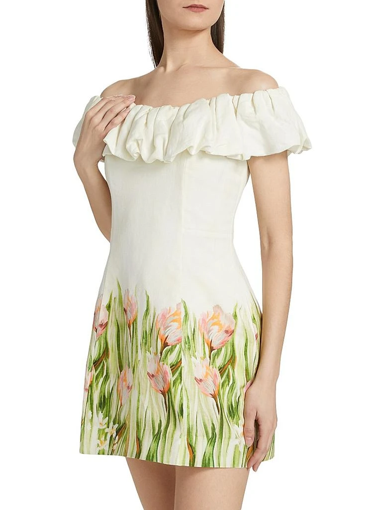Nicholas the Label Women's Uma Ruffled Off-The-Shoulder Minidress - Taia Border Floral - Size 6
